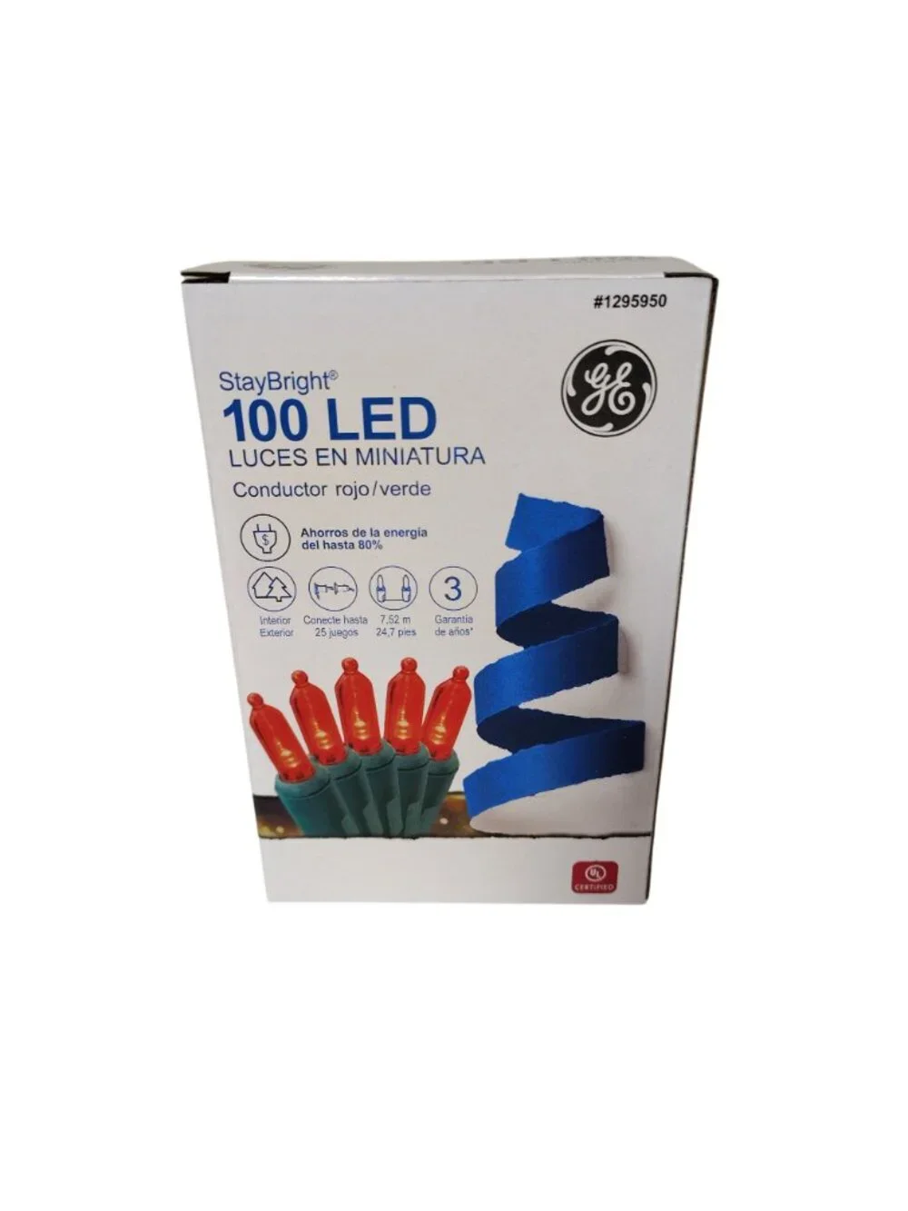 GE StayBright 100 LED Miniature Lights Red/Green Wire Indoor/Outdoor 24.7 Ft